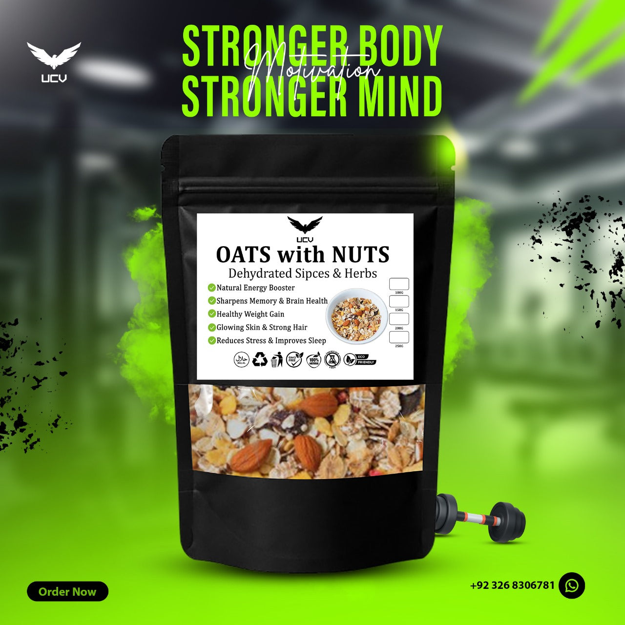 UCV Oats with Nuts — Power-Packed Breakfast for Energy, Brain Health & Glowing Skin 100 GM