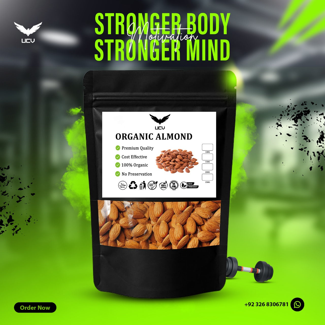 UCV Organic Almonds — Pure, Heart-Healthy & Brain-Boosting Superfood 100 GM